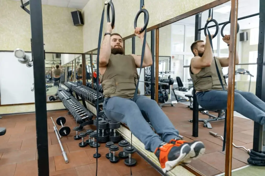 Ring pull-up using a weighted vest