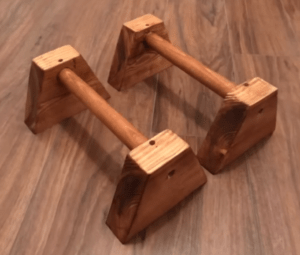 Wooden parallettes built low